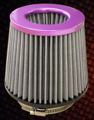 3  Universal High Flow Short Ram Cold Intake Round Cone Air Filter Purple • $14.95