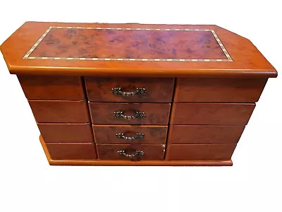 Vintage Wooden Jewelry Box With Sliding Drawers And Swinging Drawers • $24.95