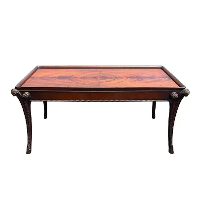 Hollywood Regency Mahogany Palm Frond Coffee Table Coastal Serge Roche • $875