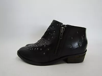 Ecote Womens Size 6 M Black Leather Zip Studded Ankle Fashion Boots Bootie • $26.59