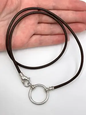 LA LOOP 925 Sterling Silver Dark Brown Leather Eyeglass Holder Necklace 20.5  L • $115