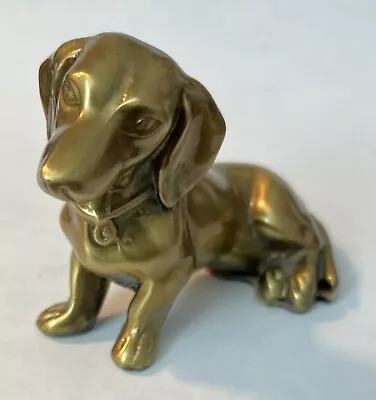 Euc Vintage Jennings Brothers Jb Brass Dachshund Sitting Figurine Dog Adorable • $34.99