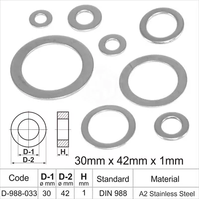 A2 Stainless Steel Shim Washers Flat Shims Thick 0.1 0.2 0.25 0.5 1 2mm DIN 988 • $8.41