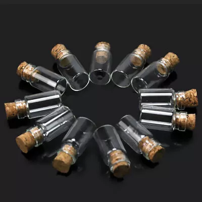 $8.66 • Buy 50x Mini Empty Glass Bottles Wishing Bottles Pendant Vials Jars + Cork Stopper