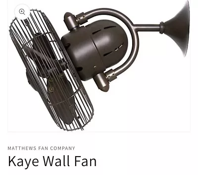 The Kaye Wall Fan By Matthews Fan Company Bronze Finish BRAND NEW IN BOX • $275