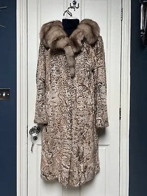 Fabulous Milady Haute Fourrure Paris Brown Russian Sable Fur Collar Midi Coat • £2500