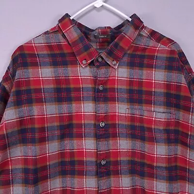 Eddie Bauer Shirt Mens 3XLT Red Flannel Classic Fit Tartan Plaid Button Up  • $14.84