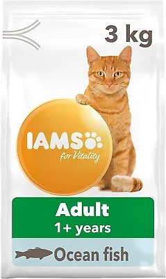 IAMS Complete Dry Cat Food For Adult 1+ Cats With Ocean Fish 3 Kg • £14.47