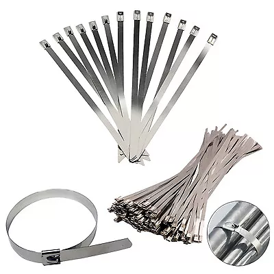 £18.38 • Buy Stainless Steel Metal Cable Ties Zip Wrap Exhaust Heat Straps Marine Grade