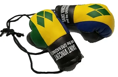 St Vincent Vincy Boxing Glove Mini Banner Flag Car Rearview Mirror Island Map  • $11.86