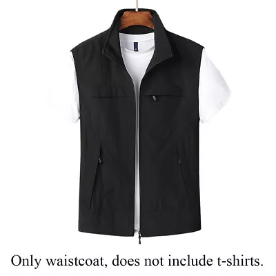 Men Outdoor Vest Multi-Pockets Waistcoat Hiking Fishing Sleeveless Soft Jackets  • $22.19