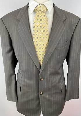 Tom James Innocenti Men’s Olive Pinstripe Stitch Lapel Suit 44 R Pants 36 X 29 • $149.98