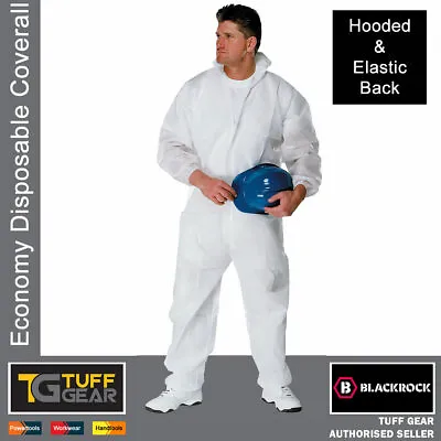 Blackrock White Disposable Overalls Coverall Hooded Zipped Painting Spray  • £6.95