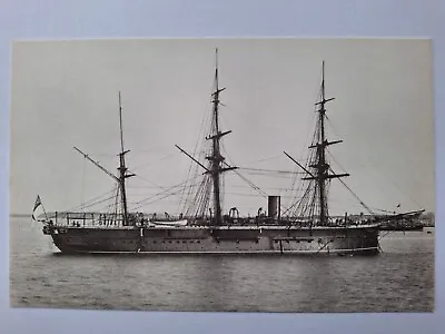 HMS Iron Duke (1870) Ironclad Steam Battleship At Holyhead Modern Postcard. • £3.65