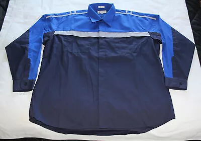 Mens Navy Blue Grey Car Service Mechanic Long Sleeve Work Shirt Size 3XL New • $29.95