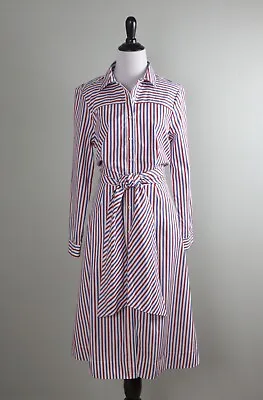 J.CREW NWT $128 Tie Waist 100% Cotton Shirt Dress In Striped Size 10 • $59.99