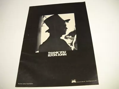 ELTON JOHN In Half Silhouette Sats THANK YOU Original 1971 CB Promo Poster Ad • $9.95