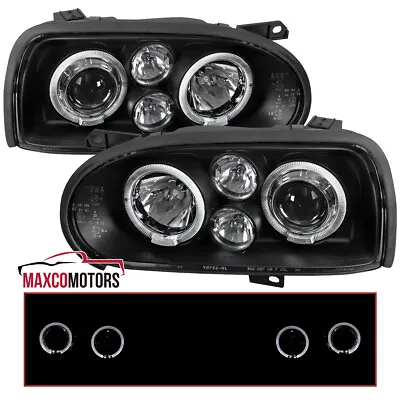 $145.49 • Buy Black Projector Headlights Fits 1993-1998 Volkswagen Golf MK3 Lamps Left+Right