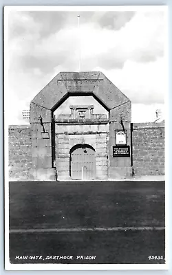 Postcard Dartmoor Prison Main Gate Devon England RPPC • £3