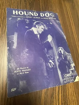 1956 ELVIS PRESLEY Sheet Music  HOUND DOG  Jerry Leiber Mike Stoller Old Vintage • $4.99