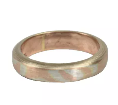 Artisan Made  Mokume Gane  Band  Ring  Sterling Silver 14k Gold Handmade • $279