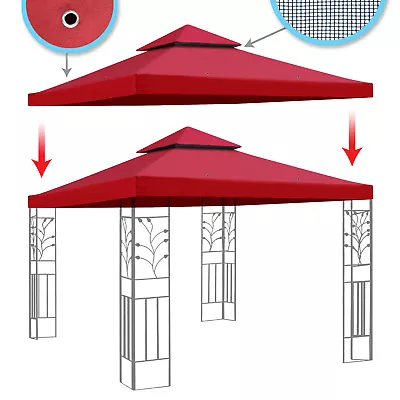 8'x8' Double Tier Gazebo Replacement Canopy Polyester Water-repellent Cover • $44.69