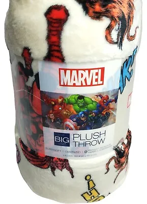 New Marvel Retro Superhero Plush Throw Blanket Spiderman Hulk Thor Kids Gift • $29.95