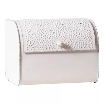 Farmhouse Bread Box In Rustic White Tin • $85.49