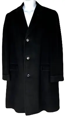 PHILCRAFT Men's Black 100% Cashmere Overcoat Fully Lined - Size L • $99.99