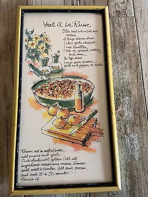 1973 Vintage 1970’s Julia Framed Turner Print Veal A La Russe Recipe • $39.99