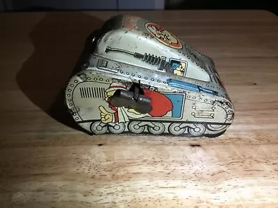 Marx Line Mar Tin Litho Wind Up Popeye Rollover Tank Vintage Missing Popeye  • $119.97