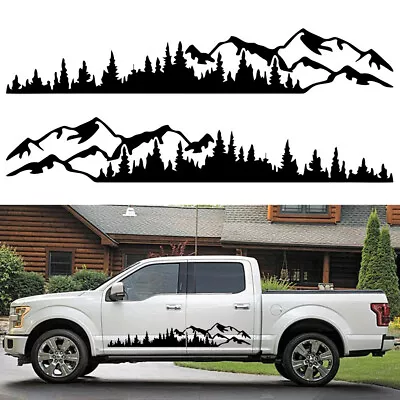 2PCS Car Truck SUV Side Body Tree Mountain Forest Graphic Sticker Vinyl Decal • $24.97