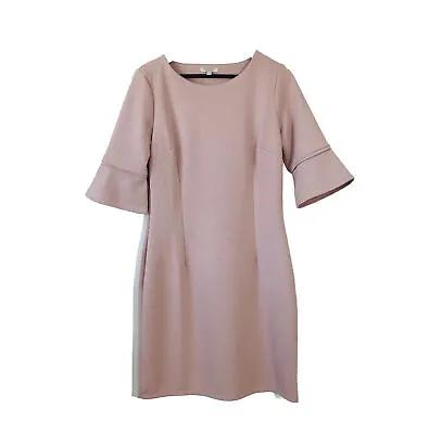 Marisa & Marie Italy Made Dress Sz M Women’s Short Bell Sleeve Pink Dusty Rose • $35