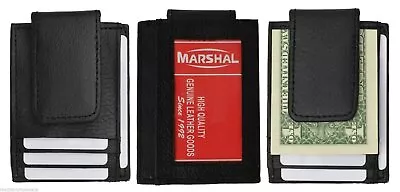 Mens Leather Money Clip Slim Front Pocket Magnetic ID Credit Card Wallet BD • $10.99