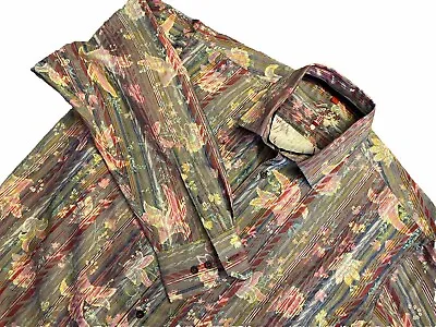 Luchiano Visconti Mens Large Button Up Floral Textured Long Sleeve Shirt • $27.07