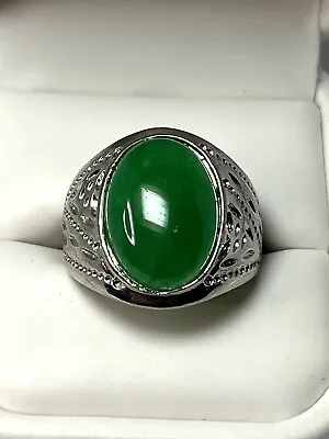 Green Agate Men's Ring Silver Plated Size 10 1/4 • £9.64