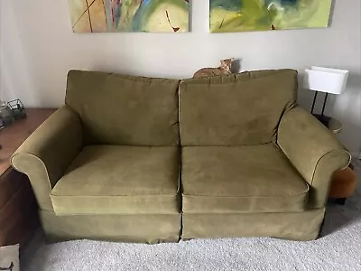 Green Vintage 2 Seater Polyester Cotton Couch With Pull Out Bed • $300