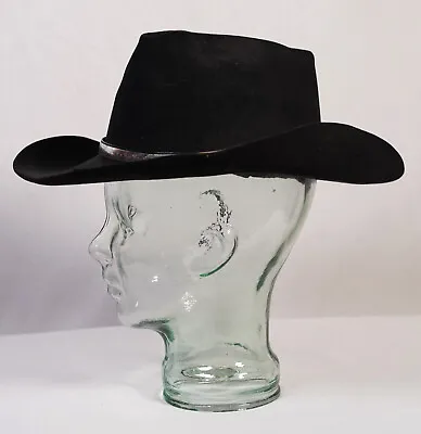 RESISTOL VTG Black Cowboy Self Conforming Hat 57/7 1/4 H4512 Quicksilver 049 • $52.79