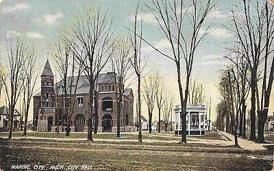 City Hall Marine City Michigan 1908 Postcard • $7.50