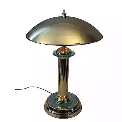 Atomic Mushroom Touch Lamp Light Table Desk MCM Brass Dome Space Age Saucer Gold • $39.99