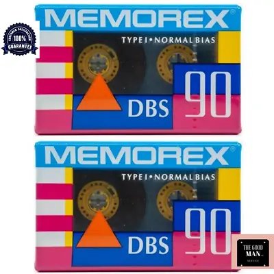 MEMOREX 90 Audio Cassette Tapes DBS Normal Position I NEW Factory SEALED 2 TAPES • $4.79