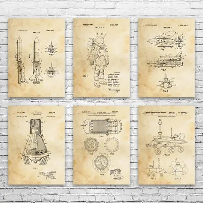 NASA Space Patent Posters Set Of 6 Astronaut Gift Astronomy Lover NASA Wall Art • $42.95