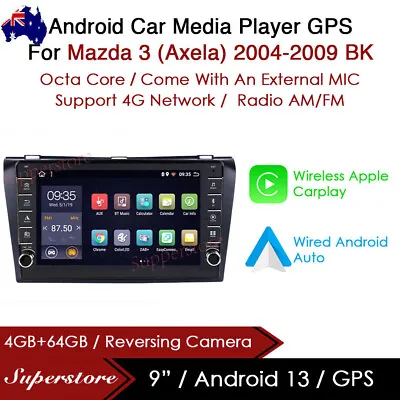 9” Android 13 Car Stereo Non-DVD GPS Radio Head Unit For Mazda 3 (Axela) BK • $360.38