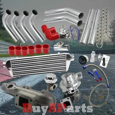 Chrome Intercooler Piping Red Couplers Turbo Kit For 1995-1999 Eclipse 420A 2.0L • $689.98