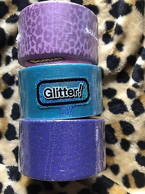 Scotch Duct TAPE Pink METALLIC Cheetah Glitter TURQUOISE BLUE Purple - Lot Of 3 • $12.50