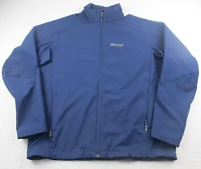 Marmot Jacket Men's XL Blue Full Zip Long Sleeve Logo Fleece Lined Mock Neck • $24.95