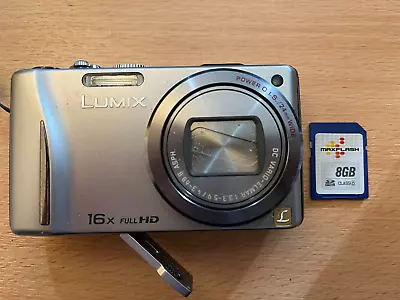 Panasonic Lumix DMC-TZ20 Digital Camera. NO PSU! 8Gb SD Card • £15.97