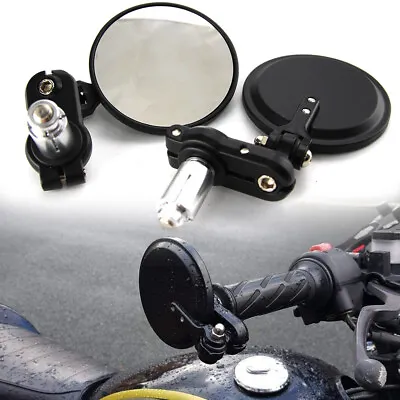 CNC Motorcycle Handle Bar End Mirrors Rearview Side Round 7/8  For Cafe Racer US • $17.14