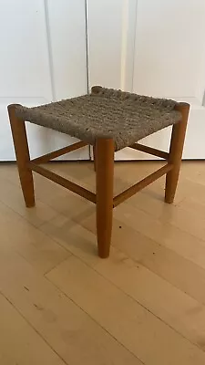 Vintage Wooden Woven Textile Top Footstool Seat Bench • $72