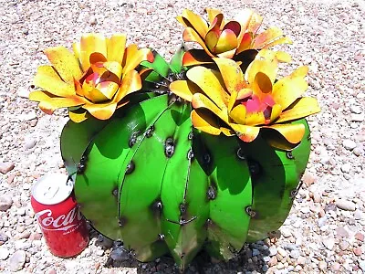 LARGE Metal Art FAT Barrel Cactus Sculpture Junk Iron Garden Art • $87.99